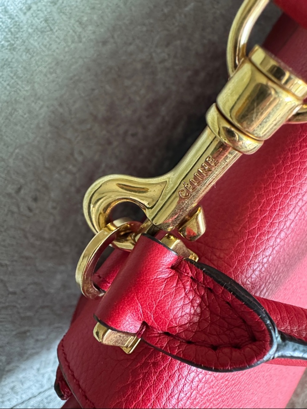 Celine Trapeze Red l Leather and Suede Shoulder Bag with Top Handle EUC - Picture 16 of 16